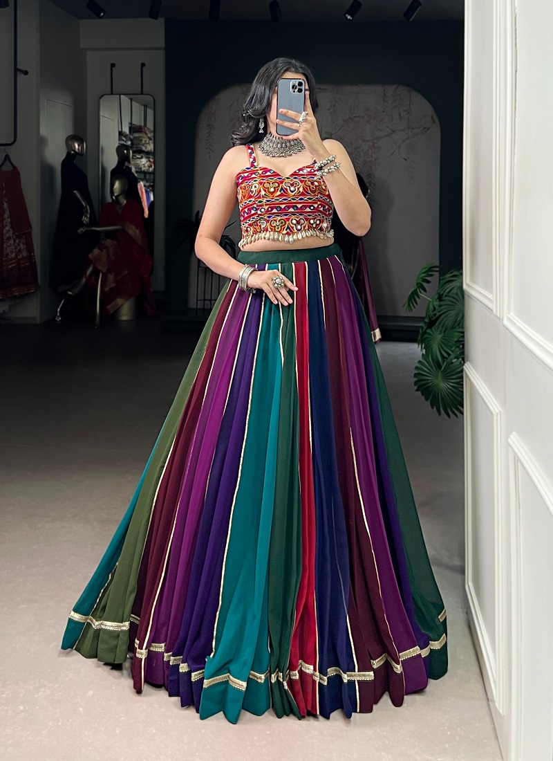 Nnk1686 Multi Color Georgette Navratri Lehenga Choli